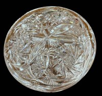 Auktion 346<br>gr. runde Kristall-Deckeldose, beschliffen, H-7 cm, D-15 cm