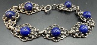 Auktion 373<br>vintage Silber-800-Armband mit Lapislazuli, undeutlich gemarkt, L-18 cm, 19,85 gr