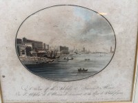 Auktion 373 / Los 5018 <br>Guyot Laurent (1756-1808), Ansichtenstich  Somerset House, 1791, coloriert, alt gerahmt, RG 42x47 cm, stockfleckig, verso K&uuml;nstlerdaten