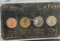 Auktion 373 / Los 6011 <br>2 Euro Prestige  M&uuml;nzsatz, 4x 2 Euro "Finland" 1x Gelbgold, 1x Rotgold, 1x Ruthenium, 1x Platin-Auflage, 2013, in limitierter Auflage, neu in Blister, verschweisst in Folie