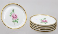 Auktion 373<br>6x Kl. Untersetzer F&uuml;rstenberg ,, Rote Rose'' mit Goldrand ,