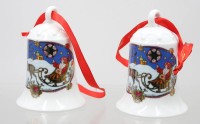 Auktion 373<br>2x identische  Hutschenreuther Weihnachtsglocken entw. Ole Winther - "Lappland" aus dem Jahr 1978.