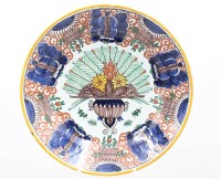 Auktion 373 / Los 9032 <br>Wandteller Delft mit Pfauendekor ,