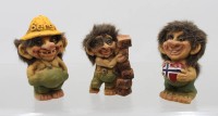 Auktion 373 / Los 15049 <br>3x kl. handgefertigte Troll-Figuren  aus Natur-Latex von  NyForm .