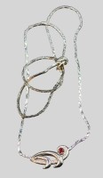 Auktion 373<br>feines Silbercollier-835-, roter Stein, L-42 cm, 3,59 gr.