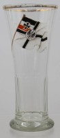 Auktion 373 / Los 7031 <br>hohes Glas mit Emaillemalerei, Marine und Deutsches Reich Fahnen, H-16,5 cm, 1/4 Liter