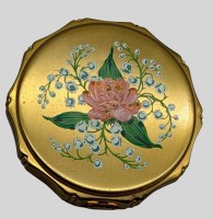Auktion 373<br>Puderdose mit Blumendekor "Kigo" neuwertig, D-7,5 cm