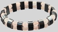 Auktion 373<br>Zugarmband mit Rosenquartz Kugeln und H&auml;matid Barren, 36,58 gr