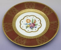 Auktion 373<br>gr. Prunkteller "Schumann" Blumen- und Goldstaffage, D-28 cm