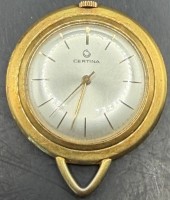 Auktion 373<br>mechan. Certina Damen-Umh&auml;ngeuhr, vergoldet, Werk l&auml;uft, D-3,5 cm