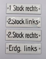 Auktion 373<br>Etagen-Schilder Emaille &auml;lter ,