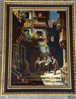 Auktion 373 / Los 4049 <br>&Ouml;lbild nach Carl Spitzweg "Das St&auml;ndchen", gerahmt, 40x31 cm