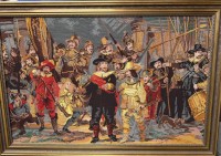 Auktion 373 / Los 5026 <br>grosses Gobelin Bild , Landsknechte, gerahmt,, 136x93 cm (Sperrgut)
