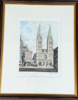 Auktion 373 / Los 5027 <br>Willy Scholz "Bremer Dom" Farbradierung, ger/Glas, RG 43x35 cm