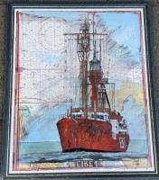 Auktion 373 / Los 5028 <br>Ole West (1953), Grafik "Elbe 1" gerahmt (52x43 cm)