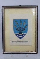 Auktion 373 / Los 7044 <br>gerahmtes Bild des Wappens des Marinefernmeldeabschnitts 5 der Bundesmarine.