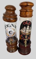 Auktion 373<br>Old Whisky Flasche und Cognac Flasche  mit Zapfhahn , H-39,5 und 37,5 cm