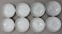 Auktion 373<br>8 kl. weisse Sch&auml;lchen mit Tierreliefs "KPM" Berlin, D-8,5 cm