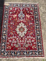 Auktion 373 / Los 13011 <br>kl. Orient-Teppich, Medaillon,  Isfehan, Iran,  108x73 cm