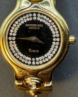 Auktion 373<br>Quartz DAU "Raymond Weil" Tosca, 18 Kt. vergoldet, klare Steine, in OVP, Werk nicht gepr&uuml;ft