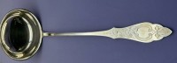 Auktion 373 / Los 11027 <br>gr. versilberte Suppenkelle "Hanseat 90", Ostfriesenmuster, gut erhalten, L-33 cm