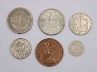 Auktion 373 / Los 6070 <br>6x div. M&uuml;nzen, 5x Polen, Penny 1920, 10.000 Zloty 1990, 20Zloty 1974, Zloty 1929 und 50 u.10 Groszny 1923