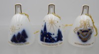 Auktion 373<br>3x KPM Weihnachtsglocken, 1986, 1989, 1991, H-10 cm
