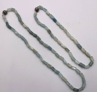 Auktion 373<br>2x Halsketten, Aquamarin-Rondellen, Magnetschlie&szlig;en, ca. L-62cm u. L-44cm