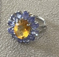 Auktion 373<br>Sterling-Ring, Vitrine und Tansanite, 3,3gr., RG 54