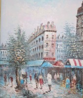 Auktion 373<br>Caroline C. BURNETT (1877-1950) Pariser Stra&szlig;enszene, &Ouml;l/Leinwand, gerahmt, RG ca. 70 x 59cm