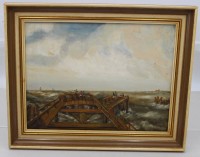 Auktion 373 / Los 4054 <br>M&uuml;ller 1970, Cuxhaven Alte Liebe, &Ouml;l/Leinwand, gerahmt, RG 34,5 x 42,5cm