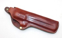 Auktion 373<br>braunes Lederholster der deutschen Firma AKAH, L-28cm
