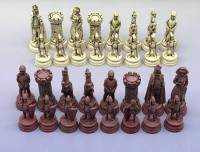 Auktion 373<br>32 Ritter Schachfiguren "Depose Italy" gemarkt, Kunstharz, K&ouml;nig H-10 cm