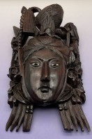 Auktion 373 / Los 15534 <br>schwere Rosenholz Wandmaske, wohl China, 38x23 cm
