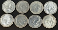 Auktion 373<br>8x 2 Reichsmark, 1937/38, Silber