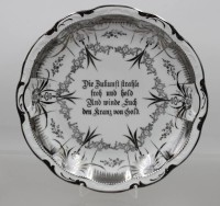Auktion 373<br>Anbietschale, Zur Silberhochzeit, &auml;lter, D-26cm