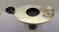 Auktion 373 / Los 11039 <br>alte &Ouml;llampe, versilbert, Gebrauchsspuren, H-14 cm, L-26 cm
