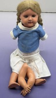 Auktion 373<br>Celluloid Puppe "Celba" Halsmarke,H-45 cm, Arme lose