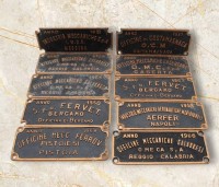 Auktion 373 / Los 15130 <br>10x div. italienische Fabrikschilder aus Metall, ab 1950 bis 1967, 4x besch&auml;digt, je 10 x 24,5cm