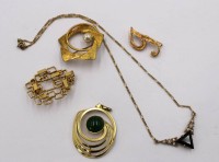 Auktion 373<br>5 Teile div. Modeschmuck, goldfarben