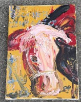 Auktion 373 / Los 4057 <br>Jean-Pierre CORPATAUX (1950) "Rinderkopf" frz. beschriftet, verso Galerie-Etikett, 46x33 cm