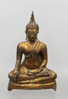 Auktion 373 / Los 15541 <br>thail&auml;ndische Buddha-Statue, Bronze, vergoldet, ca. H-21,5cm