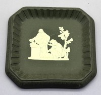 Auktion 373<br>kl. eckige  Wedgwood Schale, anthrazit/weiss, 10,5x10,5 cm