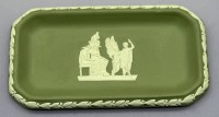 Auktion 373<br>eckige Schale "Wedgwood", gr&uuml;n/weiss,  15,5x8,5 cm