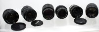 Auktion 373 / Los 14549 <br>6x verschiedene Vintage-Kameraobjektive, u. a.  Marken wie Kenlock, Soligor, Pentacon und Minolta, Funktionen nicht gepr&uuml;ft