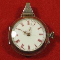Auktion 373<br>kl. Damentaschenuhr, 800er Silbergeh&auml;use, R&uuml;ckendeckel emailliert, ge&auml;ndert zur Umh&auml;ngeuhr, Werk defekt, D-3cm,