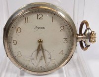 Auktion 373<br>HTU,"Stowa"zwei Deckel und Geh&auml;use Silber 800/000,Handaufzug,Werk l&auml;uft,d-4,9 cm,