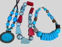 Auktion 374<br>3x massive Modeschmuck-Halsketten, div. Steine etc.