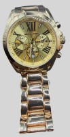 Auktion 374<br>Michael Kors Bradshaw Watch f&uuml;r Damen, 43mm Quarz-Chronographenwerk mit Edelstahlarmband, Mod. MK-3111, neuwertig, Werk l&auml;uft, goldfarben, bitte beachten sie die beiden Fotoserien, 1x bei Tageslicht, 1x bei Kunstlicht, so unterschiedlich k&ouml;nnen die Fotos ausfallen!