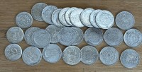 Auktion 374<br>27x Silberm&uuml;nzen,davon  24x 1 Krone, 3x 50 &Ouml;re, Schweden, hpts. 60-80 er Jahre, ca. 182 gr.